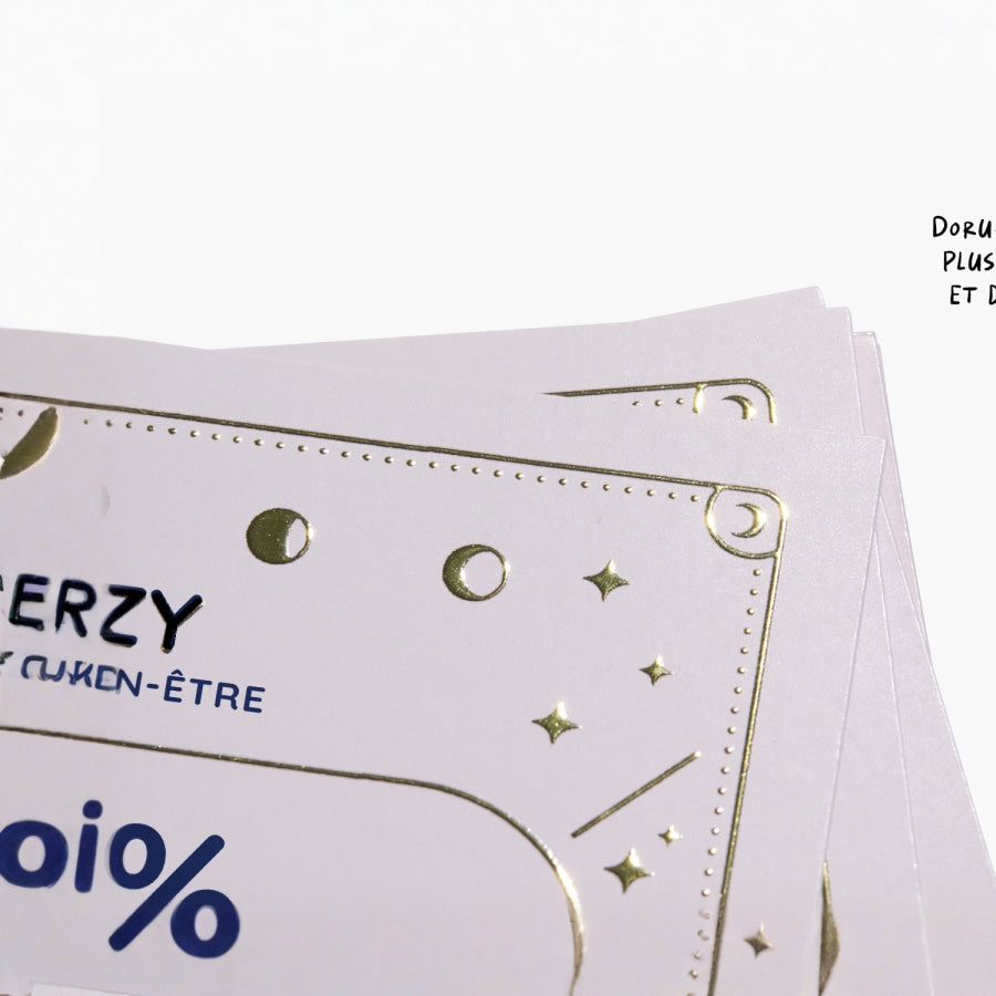 Cartes de visite effet métallisé en relief