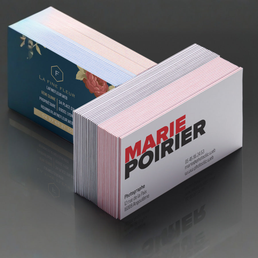 Cartes de visite à tranche colorée 