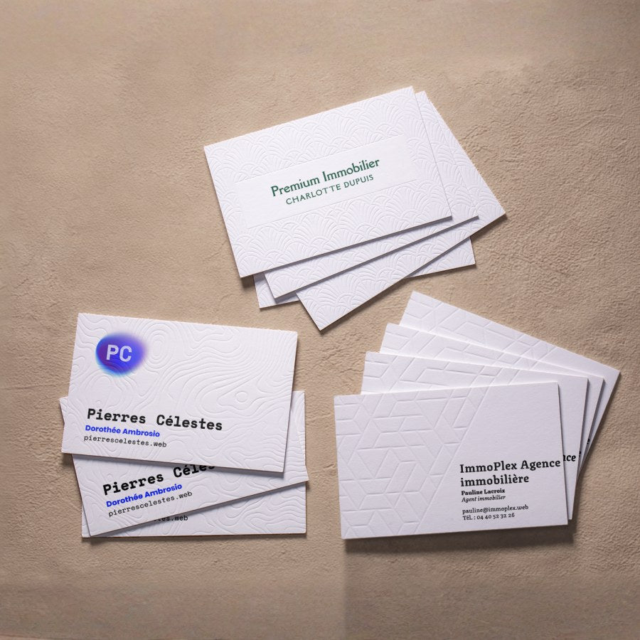 Cartes de visite avec gaufrage